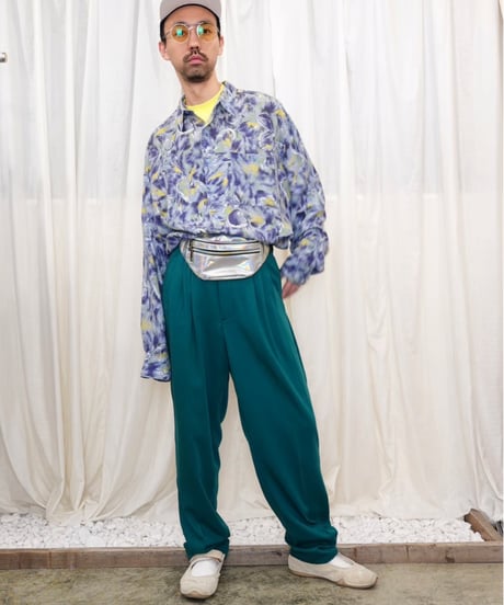 80's Green Wide Two-pleat Slacks