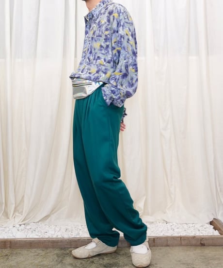 80's Green Wide Two-pleat Slacks