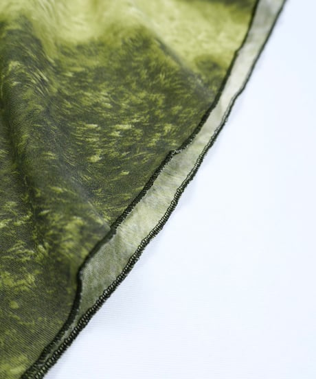 Abstract Grass Print Mesh Paneled Skirt