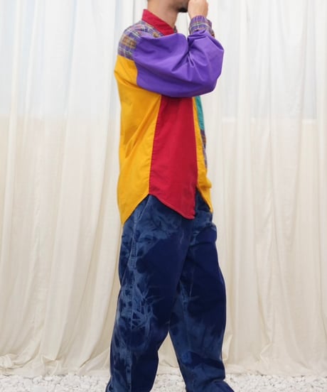 90s Crazy Pattern Color-Block Shirt