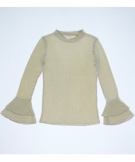 Glitter Sheer Flare Sleeve Top