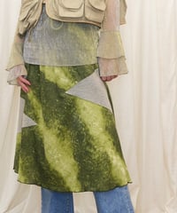Abstract Grass Print Mesh Paneled Skirt