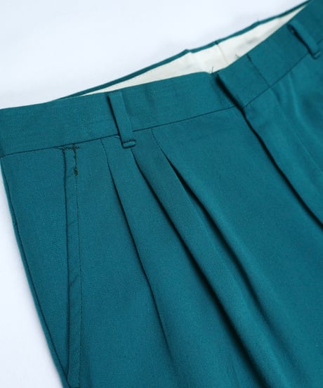 80's Green Wide Two-pleat Slacks