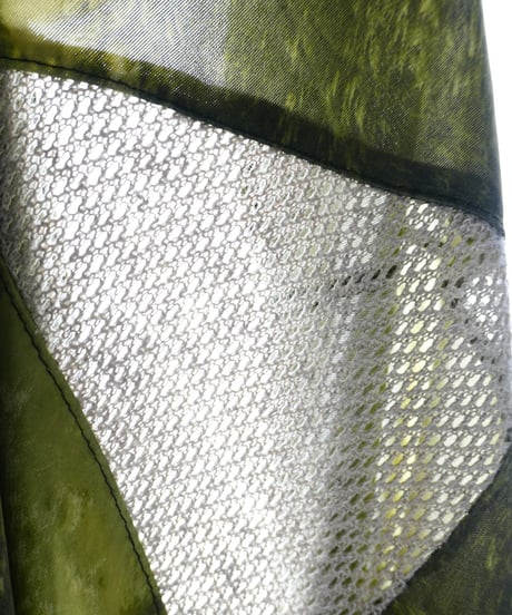 Abstract Grass Print Mesh Paneled Skirt