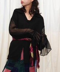 Chiffon Puff-Sleeve Ruffle Shirt