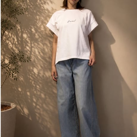 5MIND ロゴ刺繍シルケットTシャツ