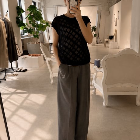 （8/20 13時オーダー締切) C.T.plage メッシュフレンチスリーブニット
