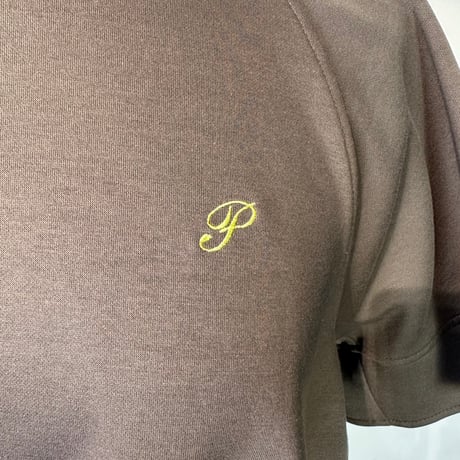 ラグランスリーブワンポイント刺繍ポンチ半袖トップス