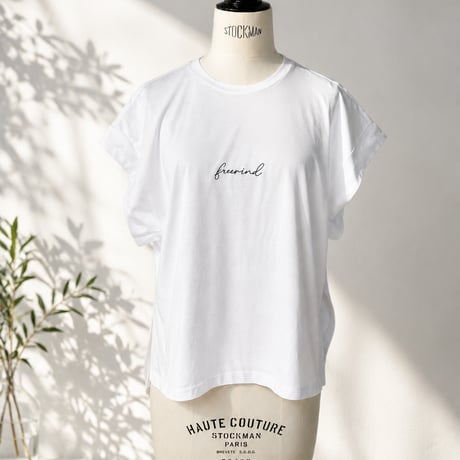 5MIND ロゴ刺繍シルケットTシャツ