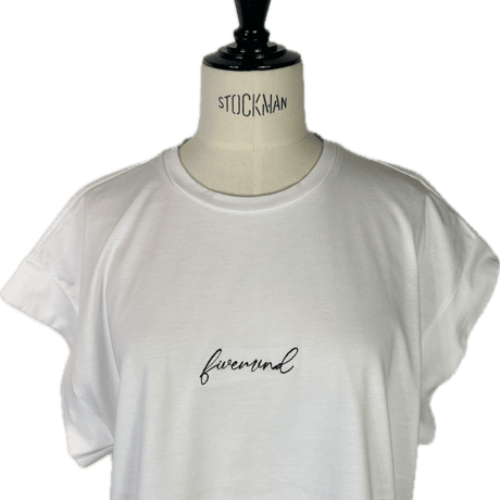 5MIND ロゴ刺繍シルケットTシャツ