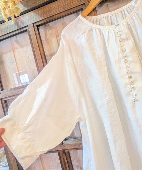 08Mab × merci　リネンチュニックワンピ（チュニック丈）　ホワイト