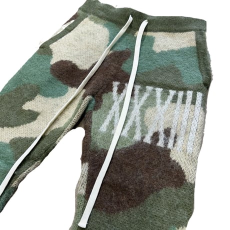 MOHAIR FLARE PANT ：GREEN CAMO