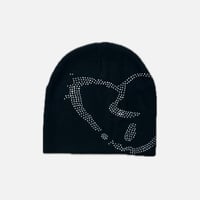 X HEARTBREAK RHINESTONE BEANIE BLACK/CRYSTAL