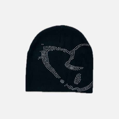 X HEARTBREAK RHINESTONE BEANIE BLACK/CRYSTAL