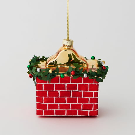 ガラスオーナメント　ファイアプレイス　サンタ／ORNAMENT GLASS FIREPLACE SANTA