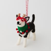 ウールフェルトオーナメント　ドッグ　グラス／ORNAMENT WOOL FELT DOG GLASSES