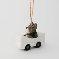 ウッドオーナメント　ドッグ　ウィズ　ボーン／ORNAMENT WOOD DOG WITH BONE