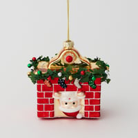 ガラスオーナメント　ファイアプレイス　サンタ／ORNAMENT GLASS FIREPLACE SANTA