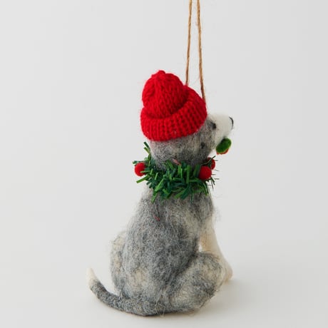 ウールフェルトオーナメント　ドッグ　リース／ORNAMENT WOOL FELT DOG WREATH