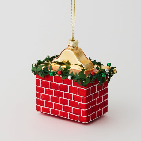ガラスオーナメント　ファイアプレイス　サンタ／ORNAMENT GLASS FIREPLACE SANTA