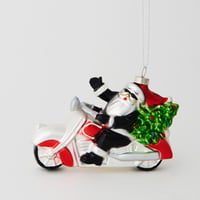 ガラスオーナメント　モーターバイクサンタ／ORNAMENT GLASS MOTORBIKE SANTA