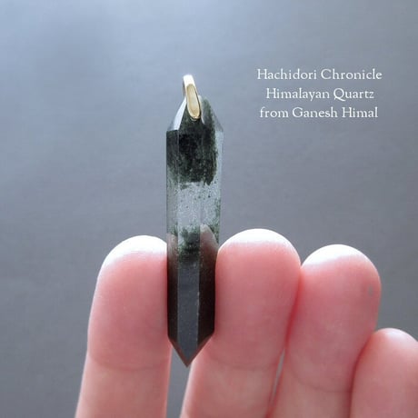 ガネーシュヒマール産 ヒマラヤ水晶 クローライト入り / 結晶カット ペンダントトップ [pt-3078]