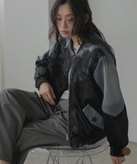 デニム×ベロア×レースブルゾン