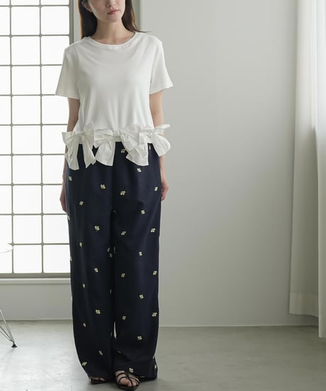 裾リボンヘムTシャツ