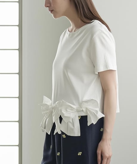 裾リボンヘムTシャツ