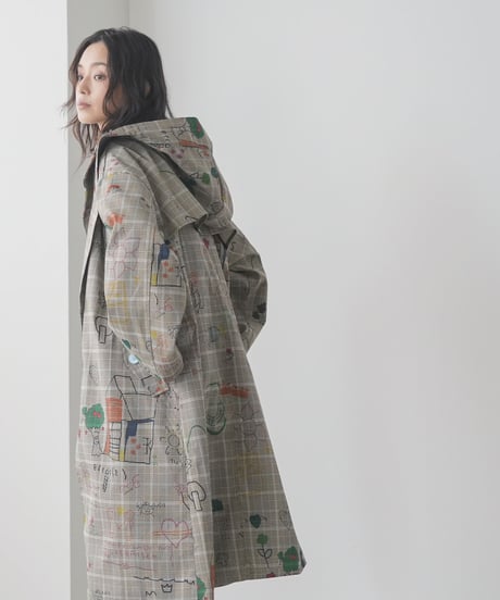 アートグレンチェックレイヤードコート