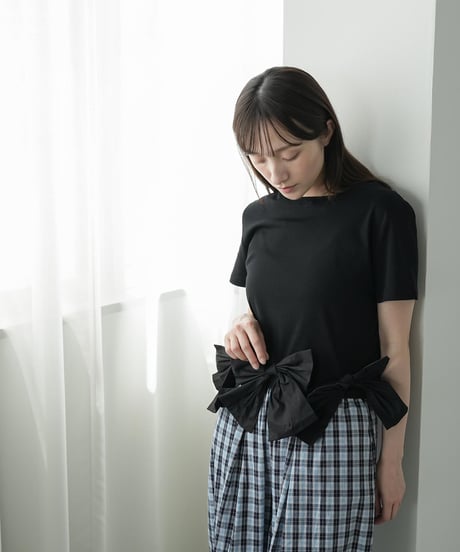 裾リボンヘムTシャツ
