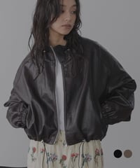エコレザー襟裾シャーリングライダースジャケット