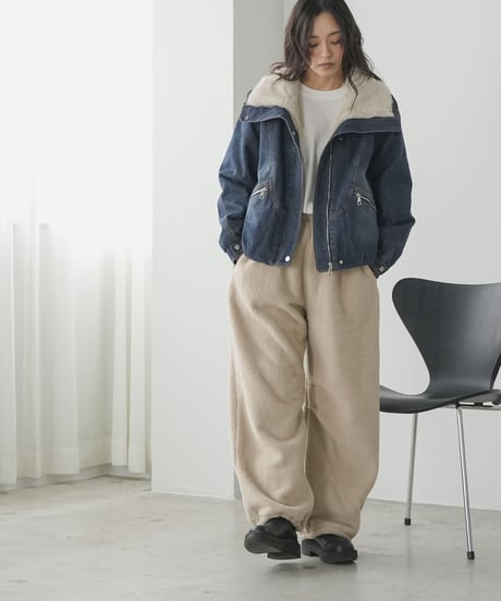 裏ファーデニムジップアップブルゾン