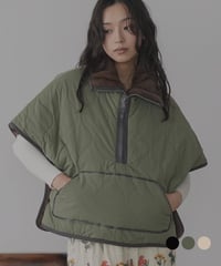 リバーシブルファー衿中綿キルトジャケット