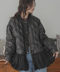 異素材切替裾バルーン中綿ブルゾン