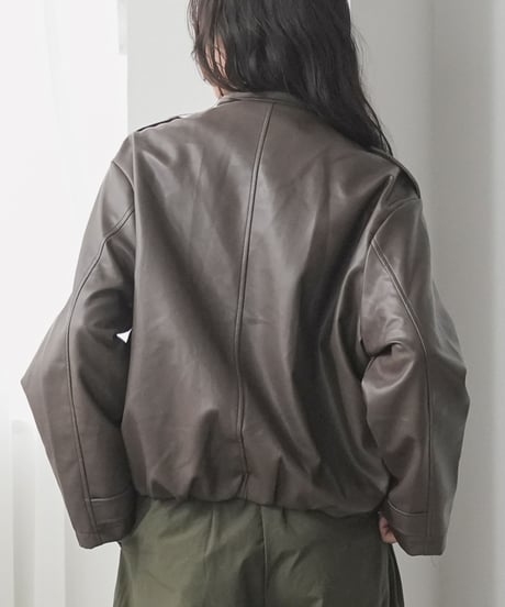 エコレザースタンドダブルブルゾン