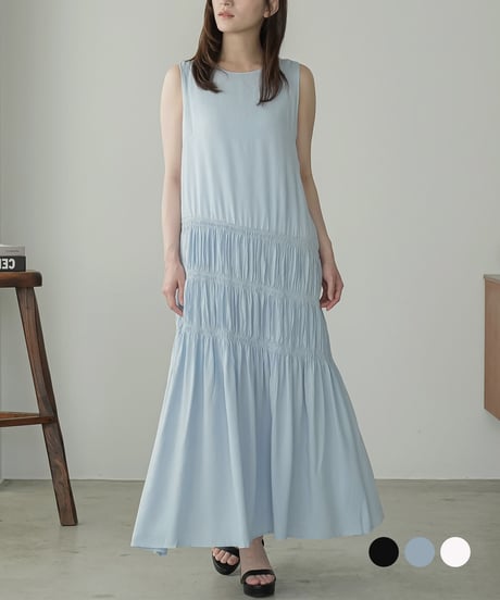 アシンメトリーシャーリングワンピース