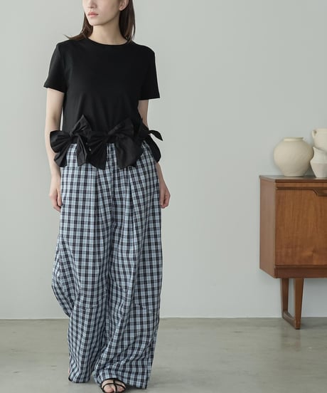 裾リボンヘムTシャツ