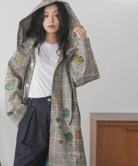 アートグレンチェックレイヤードコート