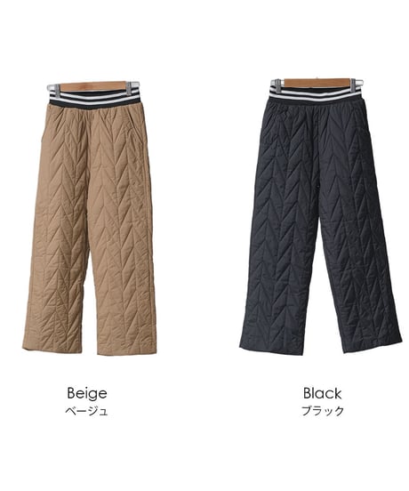 ウェストライン中綿キルティングパンツ