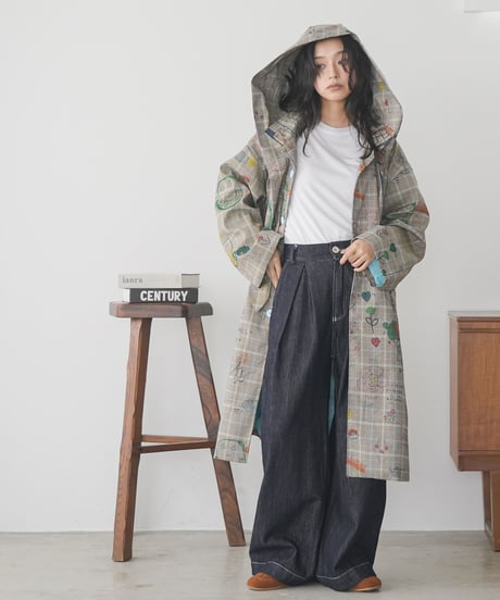 アートグレンチェックレイヤードコート