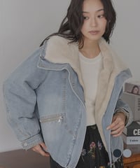 裏ファーデニムジップアップブルゾン