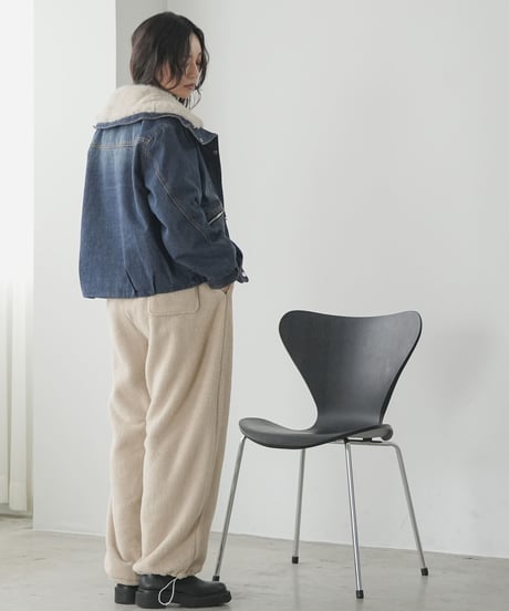 裏ファーデニムジップアップブルゾン