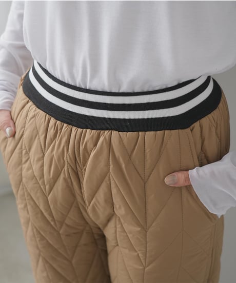 ウェストライン中綿キルティングパンツ