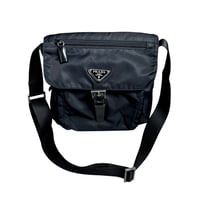 "PRADA" Nylon Shoulder Bag (Black)
