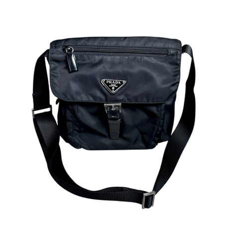 "PRADA" Nylon Shoulder Bag (Black)