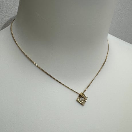 GIVENCHY(80-90s) / G LOGO RHINESTONE SQUARE NECKLACE