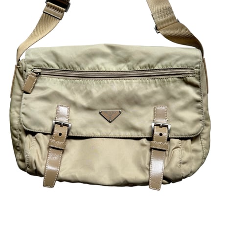"PRADA" Nylon Shoulder Bag (Beige)