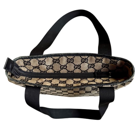 "GUCCI" GG Canvas Leather Pocket Tote Bag