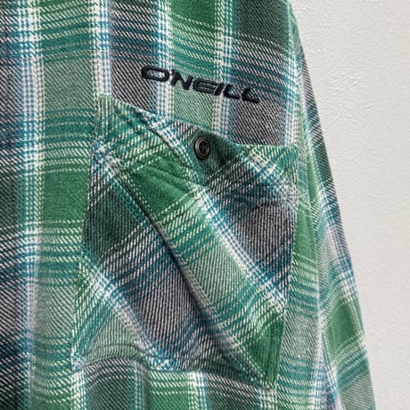 O'NEILL(90s) / EMBROIDERY LOGO FLANNEL SHIRT(L)